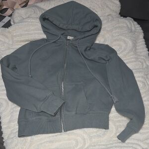 Brandy Melville Charcoal Zip-Up Hoodie